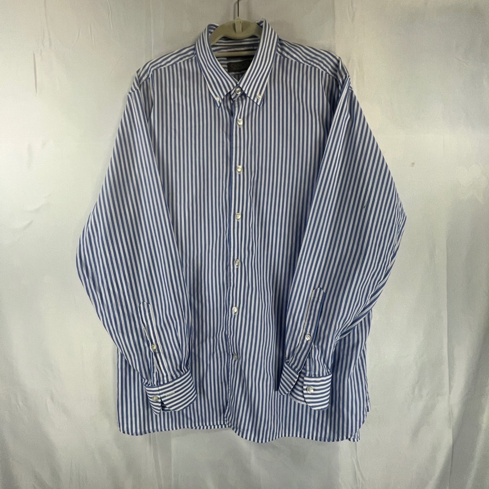 Daniel Cremieux Signature Canclini 1925 Mens XL Blue White Striped Dress Shirt